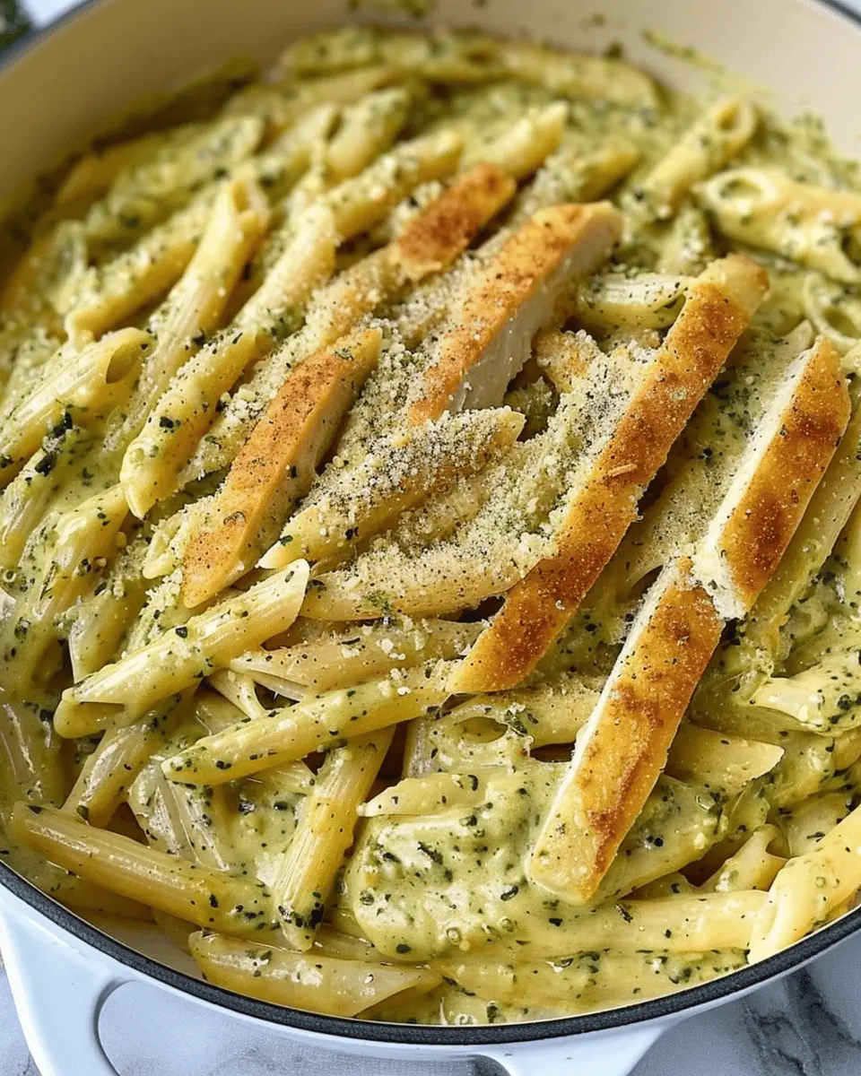 Creamy Pesto Sauce Pasta with Turkey Bacon and Chicken Ham Delight