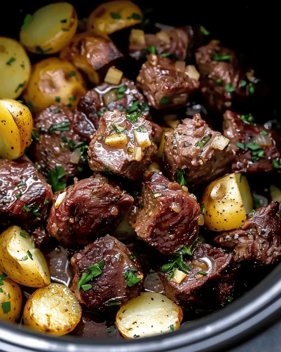 Crockpot Garlic Butter Beef Bites with Potatoes for Easy Weeknight Meals