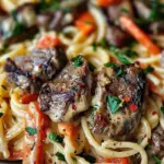 Cowboy Butter Steak Linguine with Roasted Carrots & Parsley Recipe