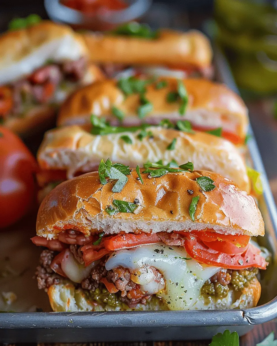 Hot Italian Sub Sliders: Juicy Turkey Bacon & Chicken Ham Delight