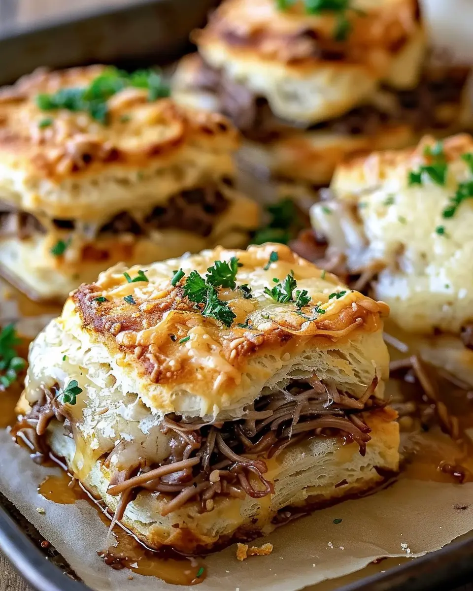Baked French Dip Biscuits Recipe: Indulge in Turkey Bacon &amp; Chicken Ham