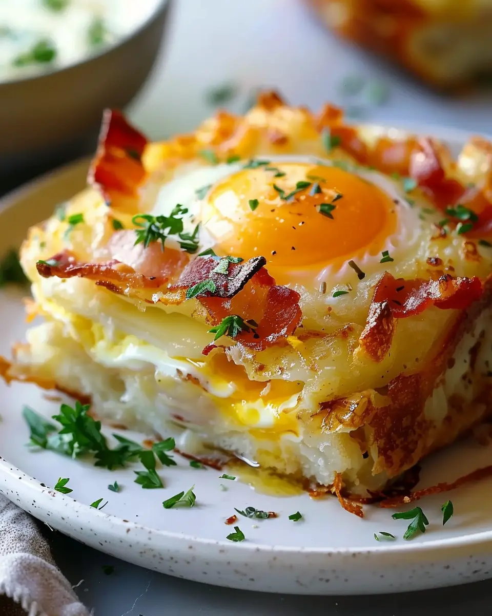 Baked Eggs Napoleon: Easy Delight with Turkey Bacon and Chicken Ham