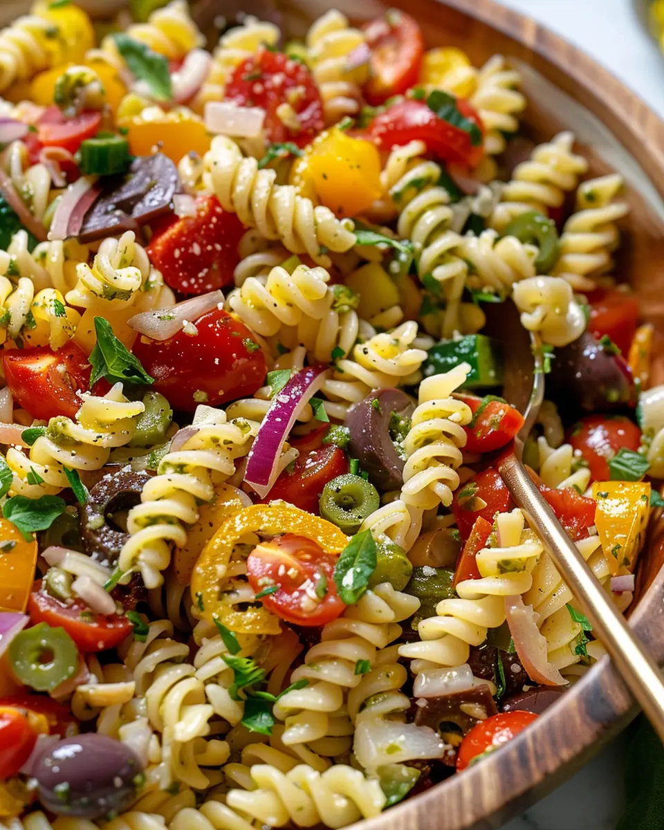 Italian Pasta Salad with Turkey Bacon and Chicken Ham Delight