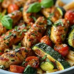 Chicken Sausages with Zucchini, Tomatoes, and Pasta