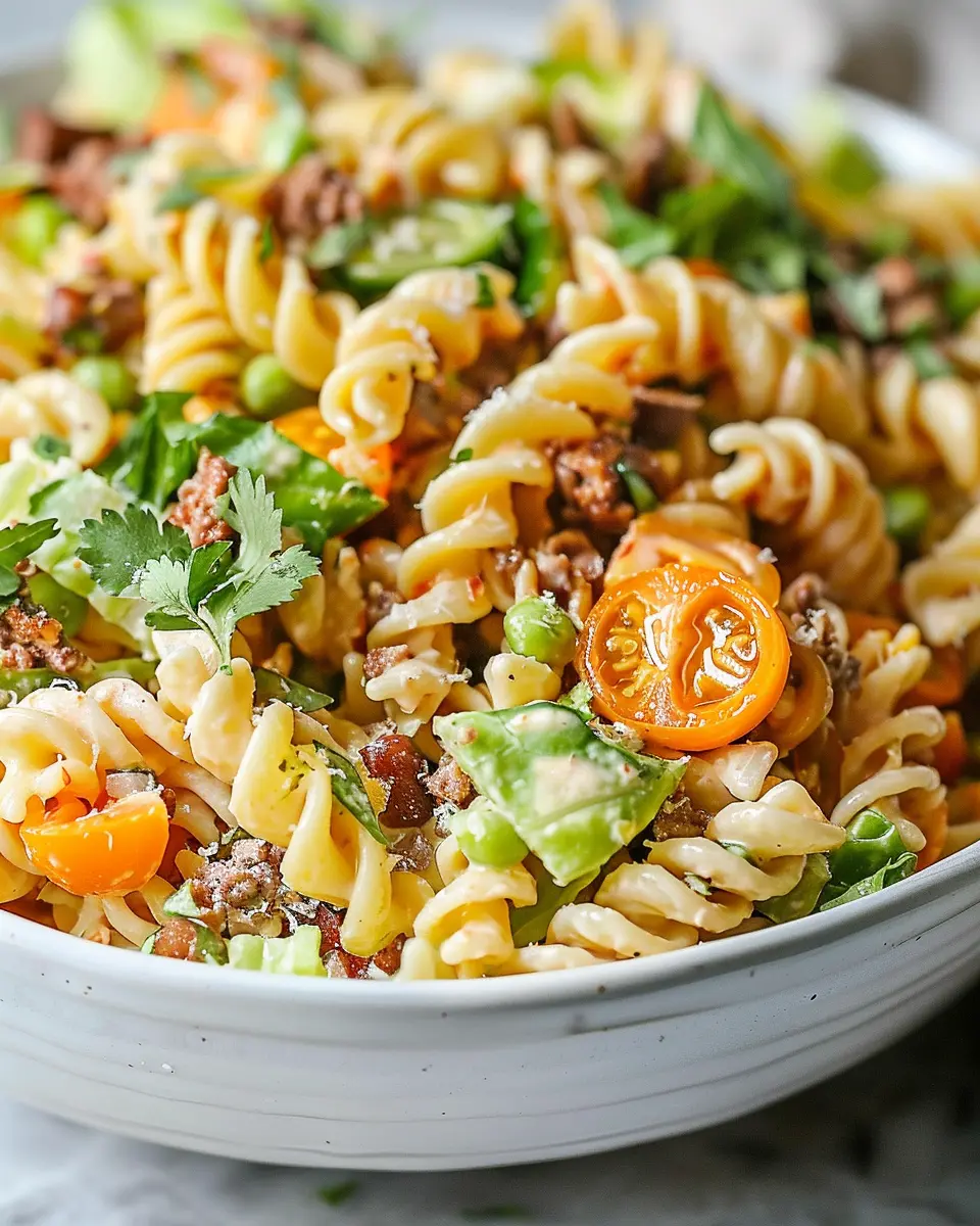 Big Mac Pasta Salad: A Juicy Twist with Turkey Bacon and Chicken Ham