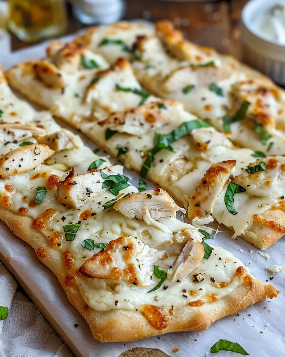 Chicken Alfredo Flatbread: Easy Recipe with Turkey Bacon Delight