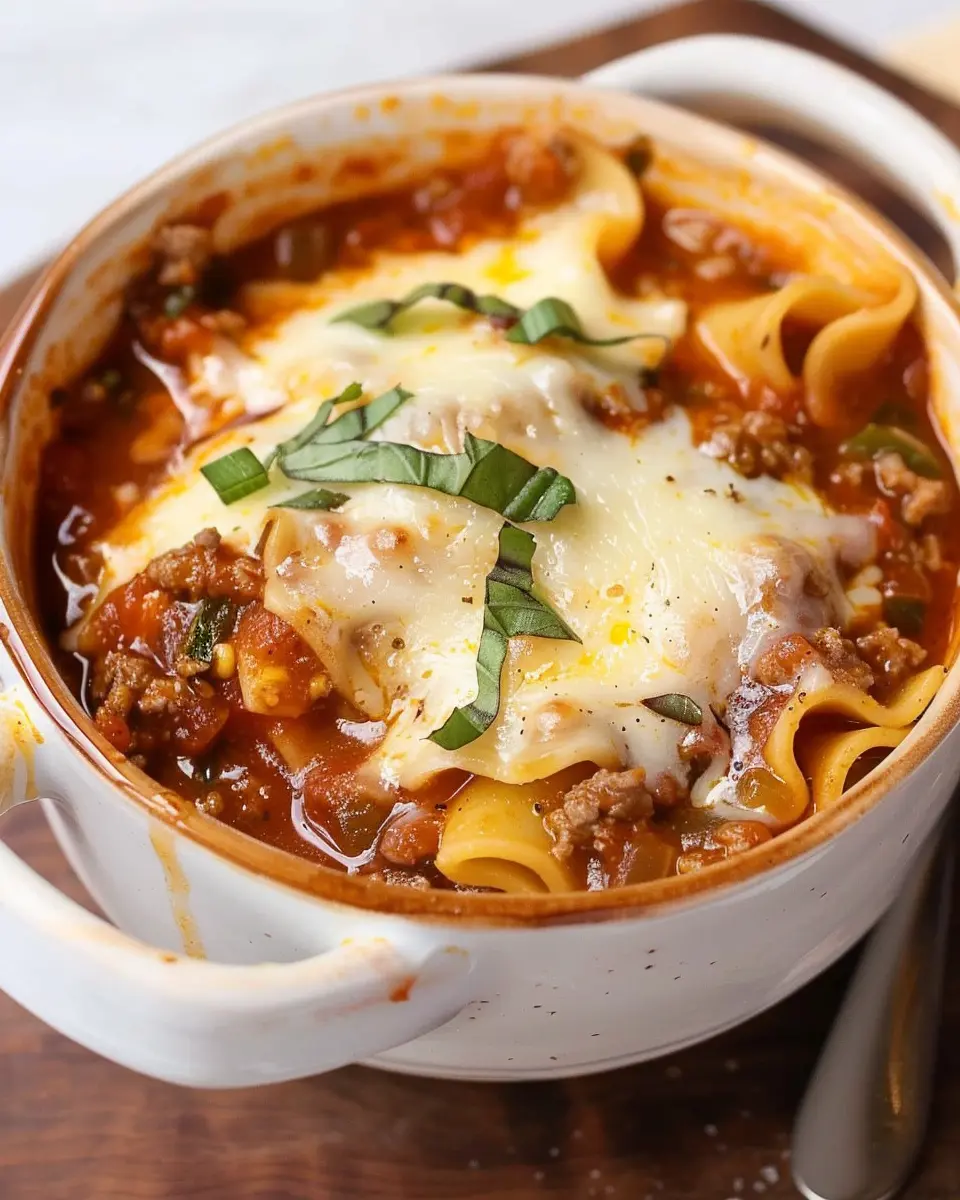 Crockpot Lasagna Soup: Easy Comfort Food with Turkey Bacon and Chicken Ham