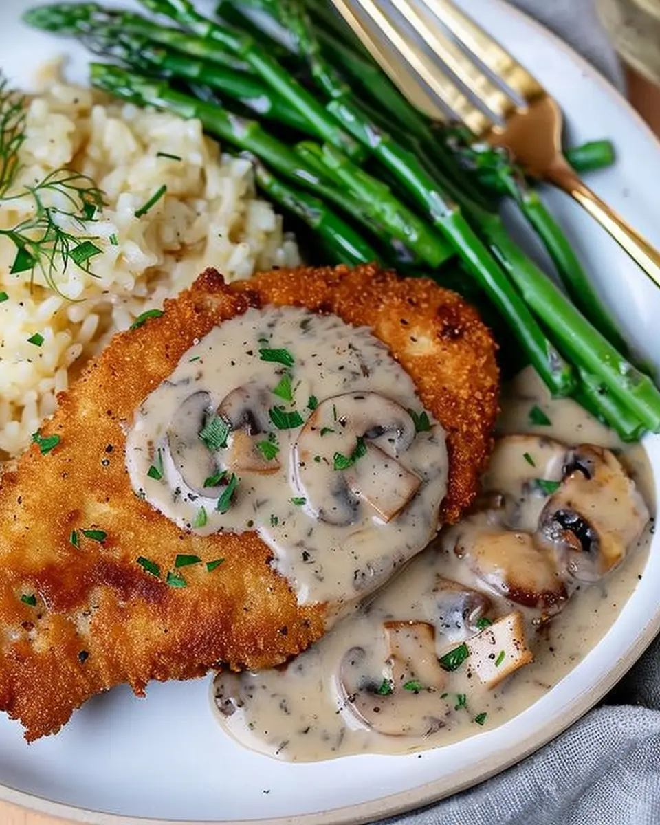 Chicken Schnitzel with Creamy Mushroom Sauce: A Tender Delight