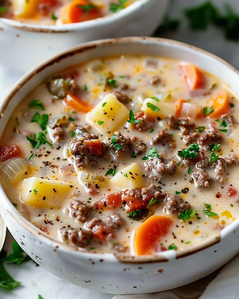 Easy Cheeseburger Soup: A Comforting Twist with Turkey Bacon