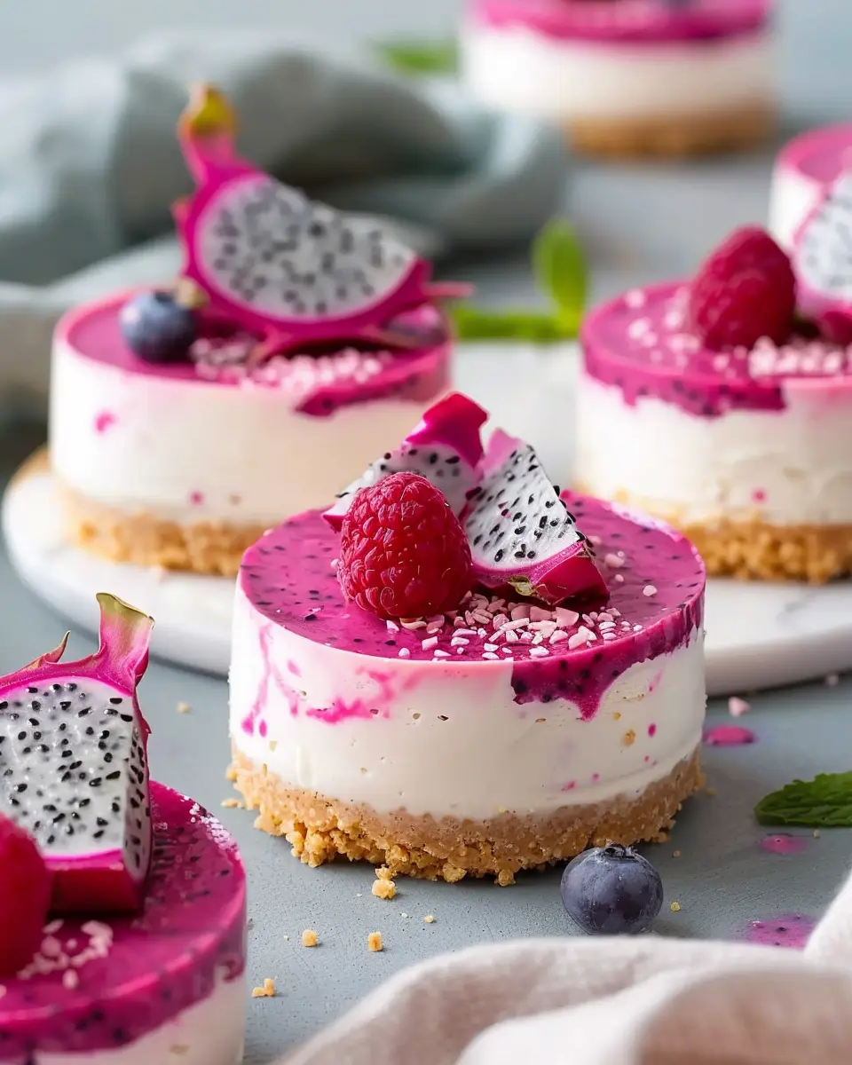 No-Bake Dragon Fruit Mini Cheesecakes for an Indulgent Treat