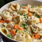 Crockpot Cheddar Chicken Pot Pie Tortellini
