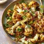 Spiced roasted cauliflower with lentils and tahini yoghurt